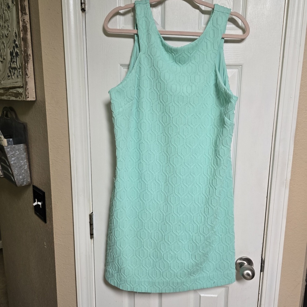 Lilly Pulitzer Mango Shift Dress Poolside Mint Retro Knit Jaquard  Size XL